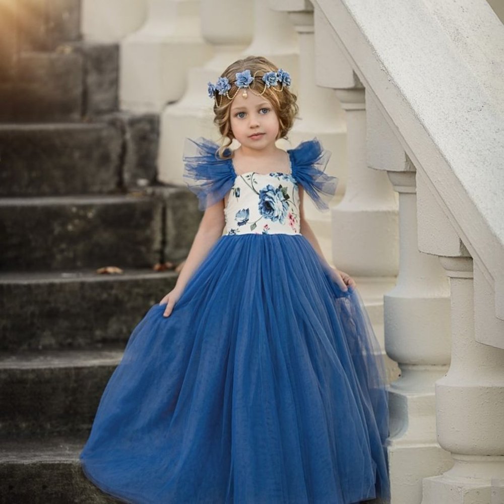 NWT Dollcake Ruby Blue Tulle Frock Gown Dress Wedding Flower Girl Photo sz 10
